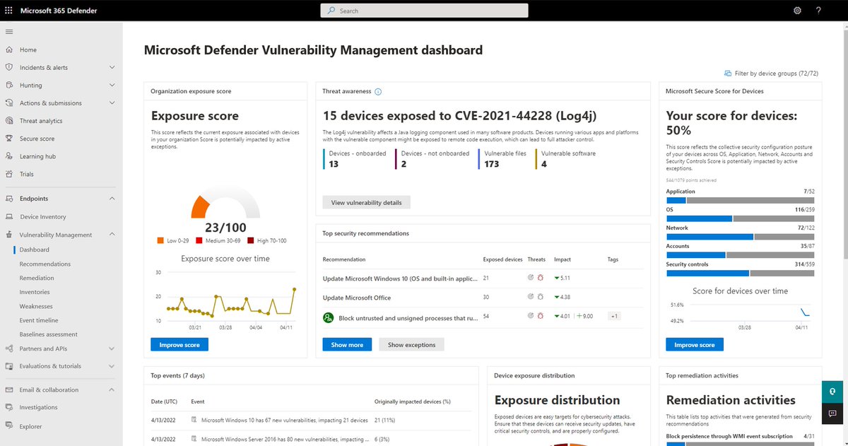 Microsoft Defender Vulnerability Management - a single solution to help take your threat protection to the next level is now in public preview! Learn more: msft.it/6010bK552 #ThreatProtection #MicrosoftDefender