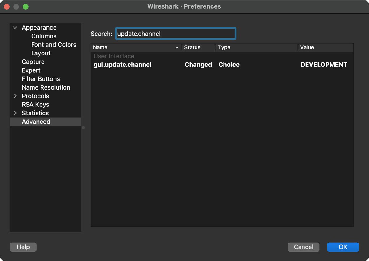 geraldcombs's tweet photo. Want to be notified when #Wireshark development releases drop? Switch to the development release channel. https://t.co/rKZycTPCVf