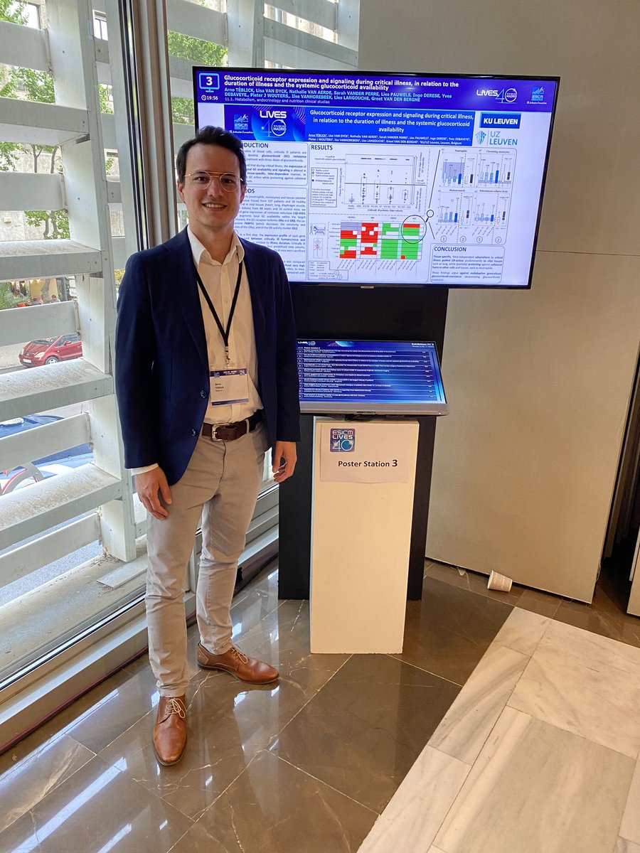 LicMlab's tweet photo. One of our PhD candidates presenting his latest paper on the concept of “glucocorticoid resistance” during #sepsis &amp; critical illness @ #LIVES40 @ESICM @ATeblick #ICU https://t.co/pbwUrPdOSR
