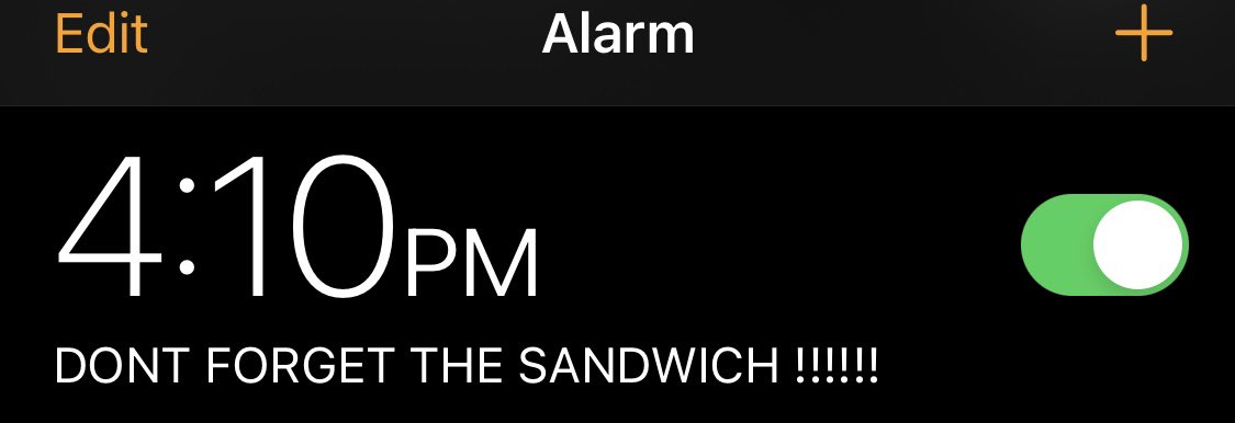 kstein09's tweet photo. Anyone else have really random things they have set an alarm for? https://t.co/w2y69W0tDS