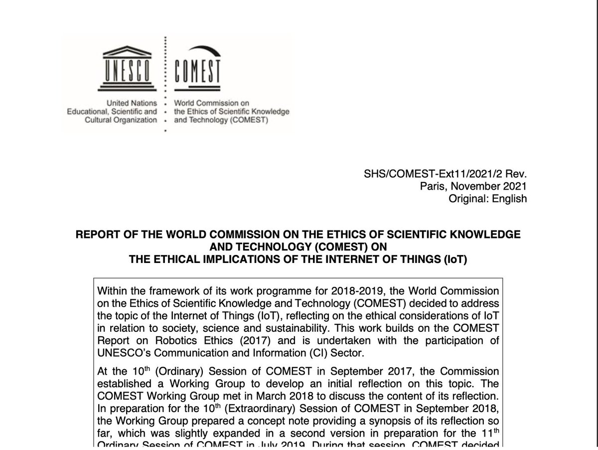 juarezmojica's tweet image. Reporte de #COMEST: "implicaciones éticas del internet de las cosas (IoT)". 👇
unesdoc.unesco.org/notice?id=p::u…
