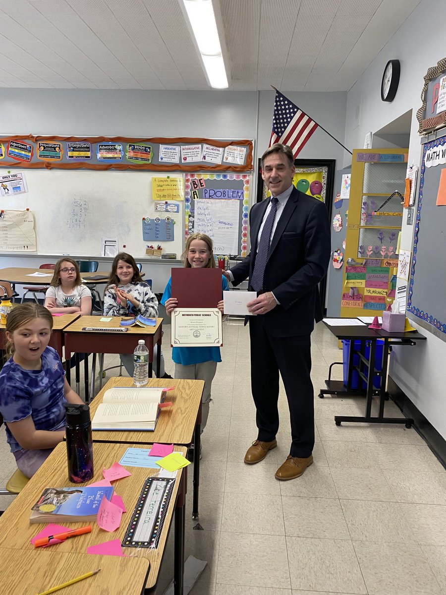 PingreePride's tweet photo. Superintendent Wargo announces our Town Art Contest winner. Congratulations Kristen!!! https://t.co/tLPOgLhoCc