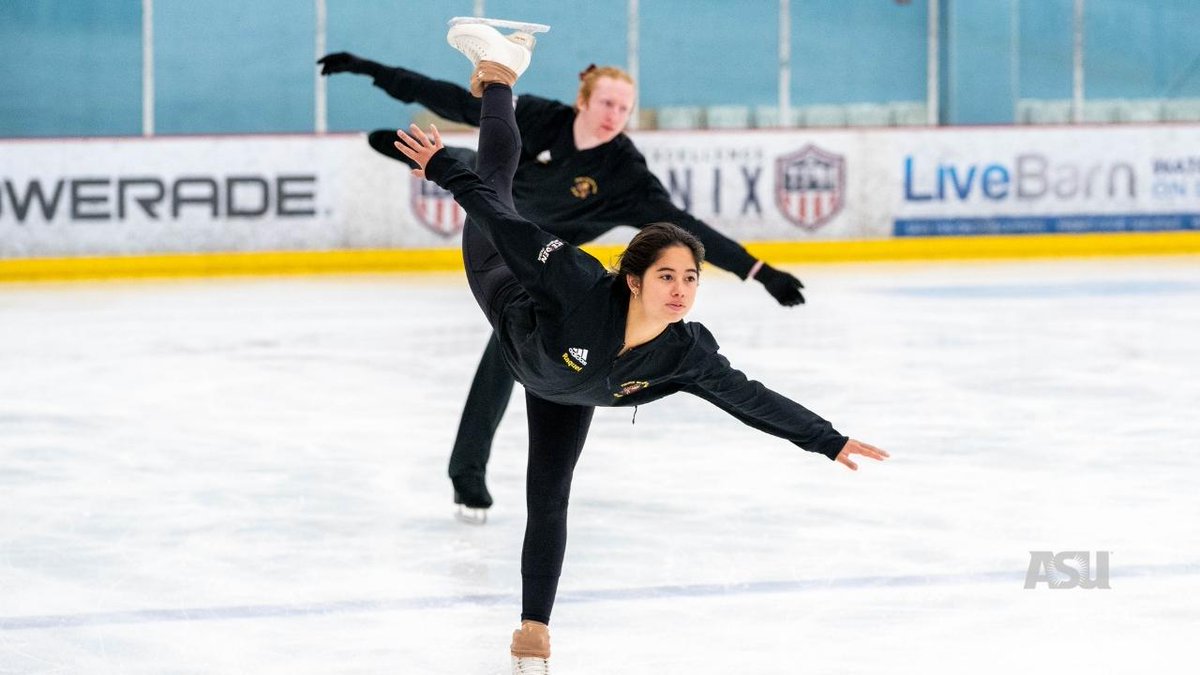 asunews's tweet photo. Did you know that @ASU is home to the only Arizona intercollegiate figure skating team? They practice weekly in Chandler and are made up of psychology, engineering and law majors. Check out these students on the ice. #FigureSkate #BehindTheLens https://t.co/lCVRUdCwJg