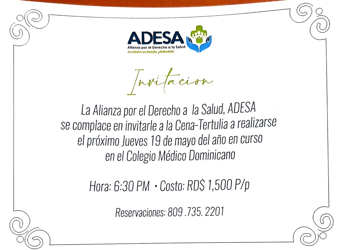 ADESAIRD's tweet photo. Acompañanos a nuestra Cena- Tertulia este próximo jueves 19 de mayo .. https://t.co/Xv6K6a89jW