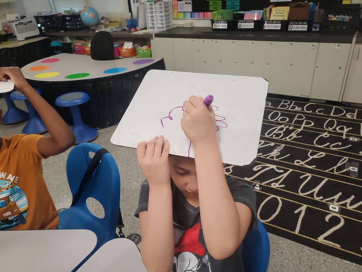 MrsPartridge2nd's tweet photo. Ss draw a picture on their head. They can't see what they draw, and look at the silly drawing after. I had a very giggly class during this brain break. 😂 https://t.co/5jgkc8FVyL