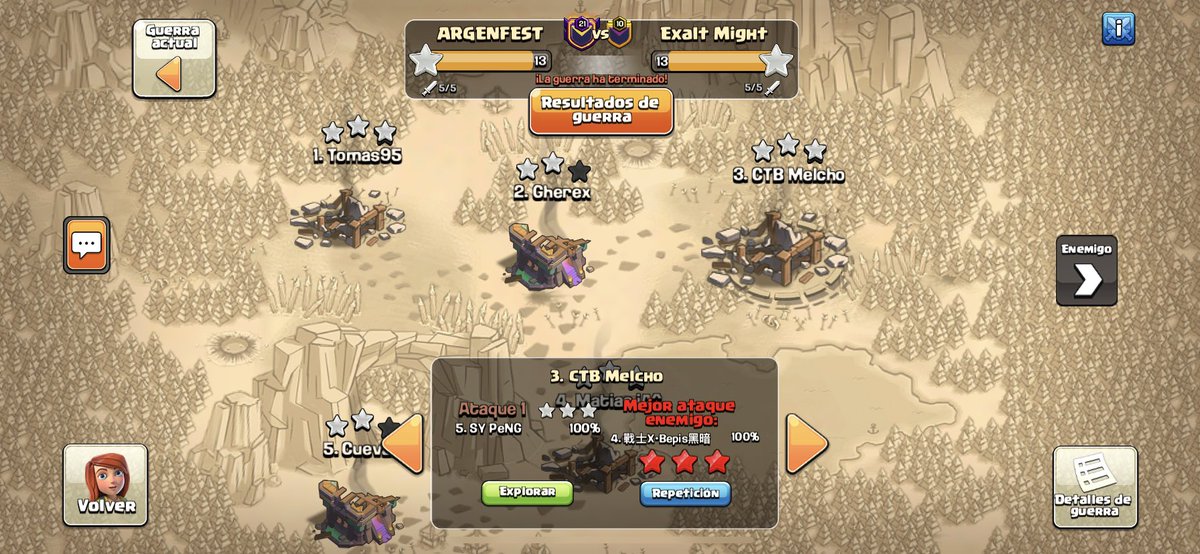 CTB_Melcho's tweet photo. Muy feliz de esta oportunidad de guerrear con ustedes. Ayer en @ClashMSTRS y hoy por @RUSHGGCoC Muchas gracias @gherex_ @TomasArgCoc @franco837 @MatiasCoC_ @fer_iA03 @ThecuevasCoc https://t.co/zcI3Ym4TDW