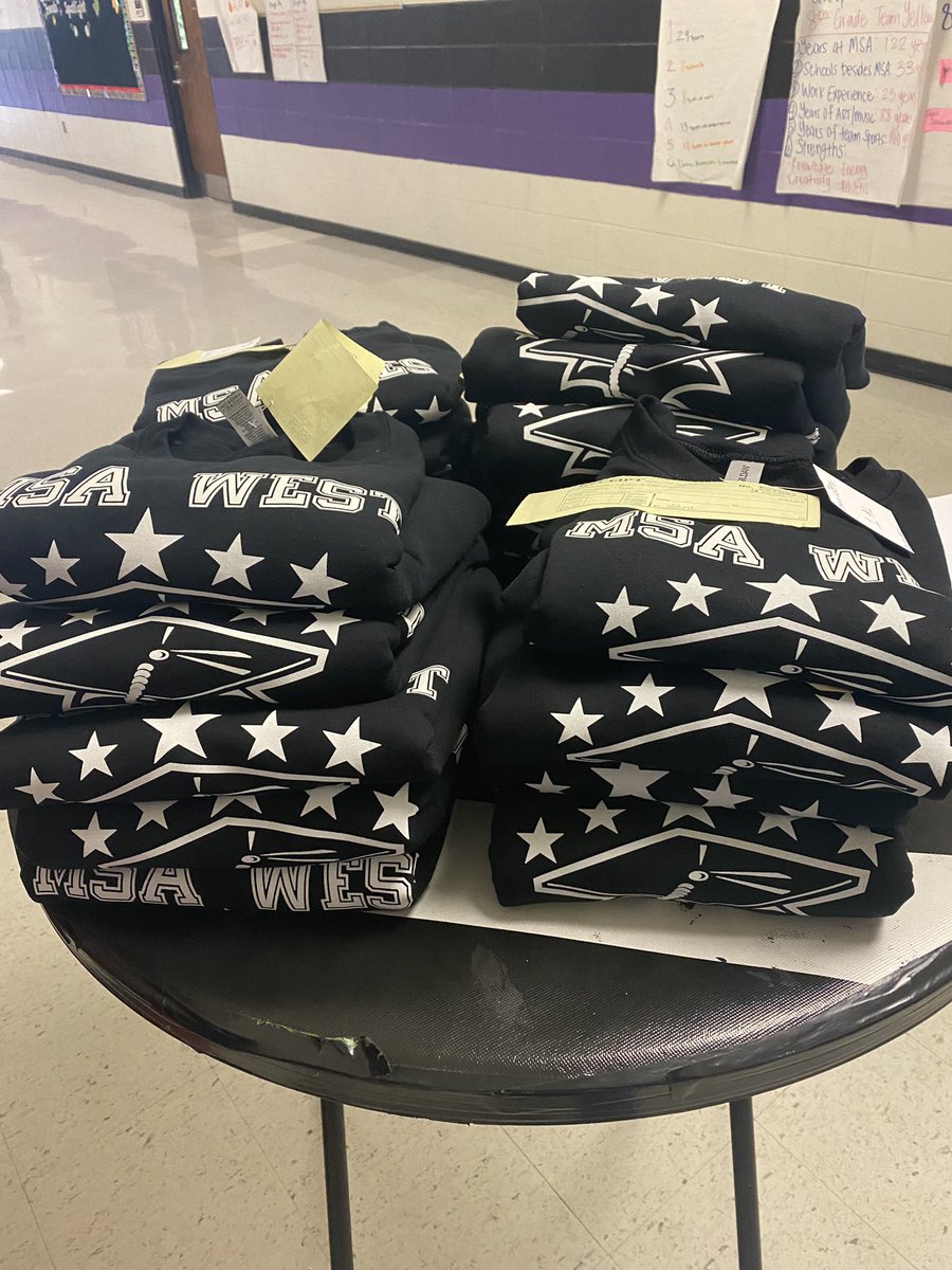 How awesome is it that instead of outsourcing our 8th grade crossover sweatshirts, we just had to look down the hallway! Thank you to @MsHPierre and Ye Old Shoppe student workers for screenprinting and getting these awesome sweatshirts out to our kids! <a href="/msa_w/">MSA West M/HS</a> #becauseweareWEST