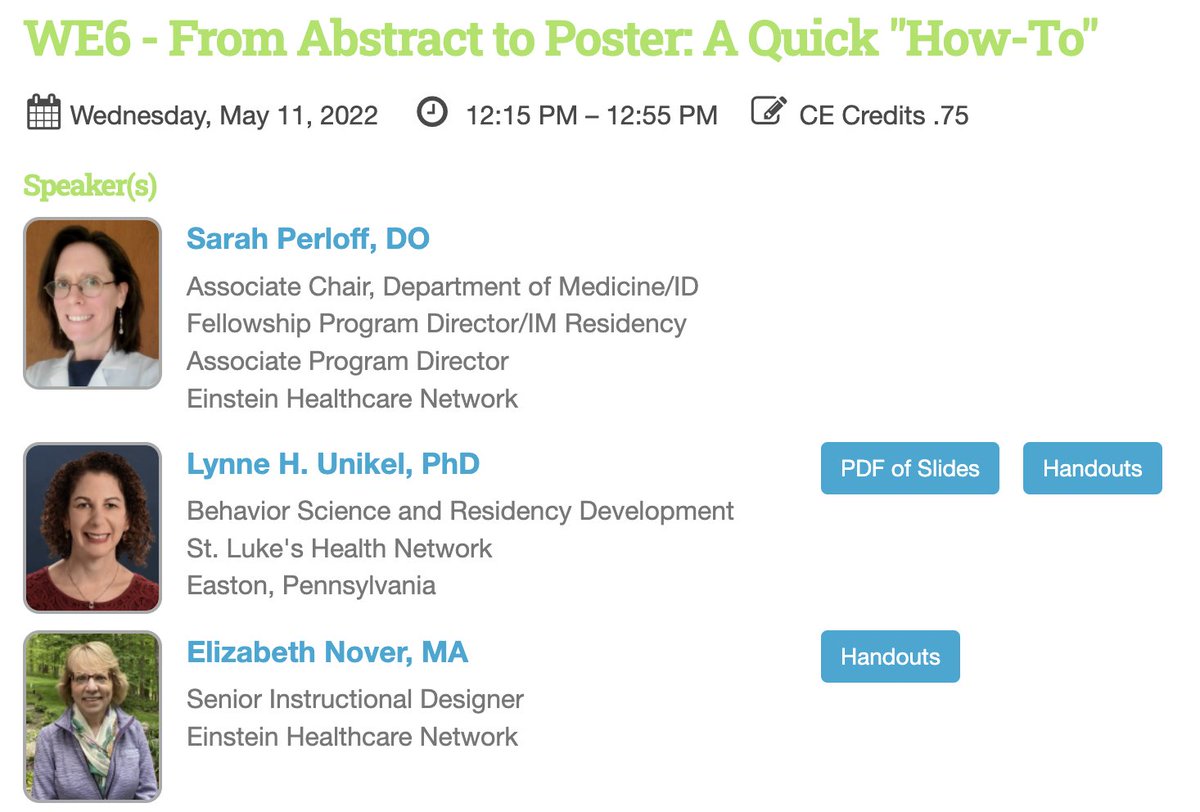 EinsteinPhilaID's tweet photo. Congratulations to @PerloffSarah (program director), @DrLynneUnikel (former research educator), and @Liznover (senior instructional designer) who presented "Turning Abstracts Into Posters" at @AHMEforMedEd
@EinsteinHealth was on the scene! #GME #GradMedEd #MedTwitter https://t.co/UJrbWtNVZQ
