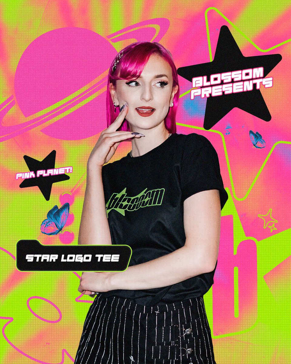 blossomdj_'s tweet photo. blossom merch NOW LIVE 😌💫 so happy to share my newest star logo drop, just in time for festival season. Get yours today https://t.co/JPRgCjuJtg 💚💖 https://t.co/5tK0yU470A