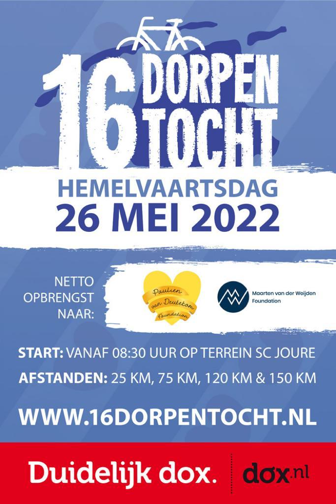 Fiets jij op Hemelvaartsdag ook mee voor onderzoek naar longkanker. Een prachtige tocht die start in Joure en de opbrengst gaat o.a. naar de Paulien van Deutekom Foundation 💛
Wij fietsen ook mee! @teamnuyt Hopelijk tot 26 mei 🚴‍♂️16dorpentocht.nl