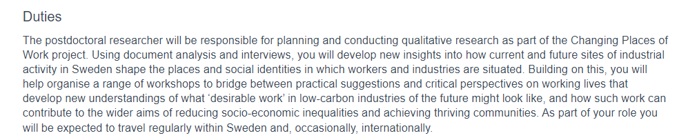 Job alert! We're hiring a 2-year postdoc in Sustainable Societal Transformation and Industrial Change, to be based at <a href="/KAU/">Karlstads universitet</a> in Sweden. Qualitative social science skills required, but open to different disciplines. Deadline: 5 June. More info: kau.se/en/work-us/wor…