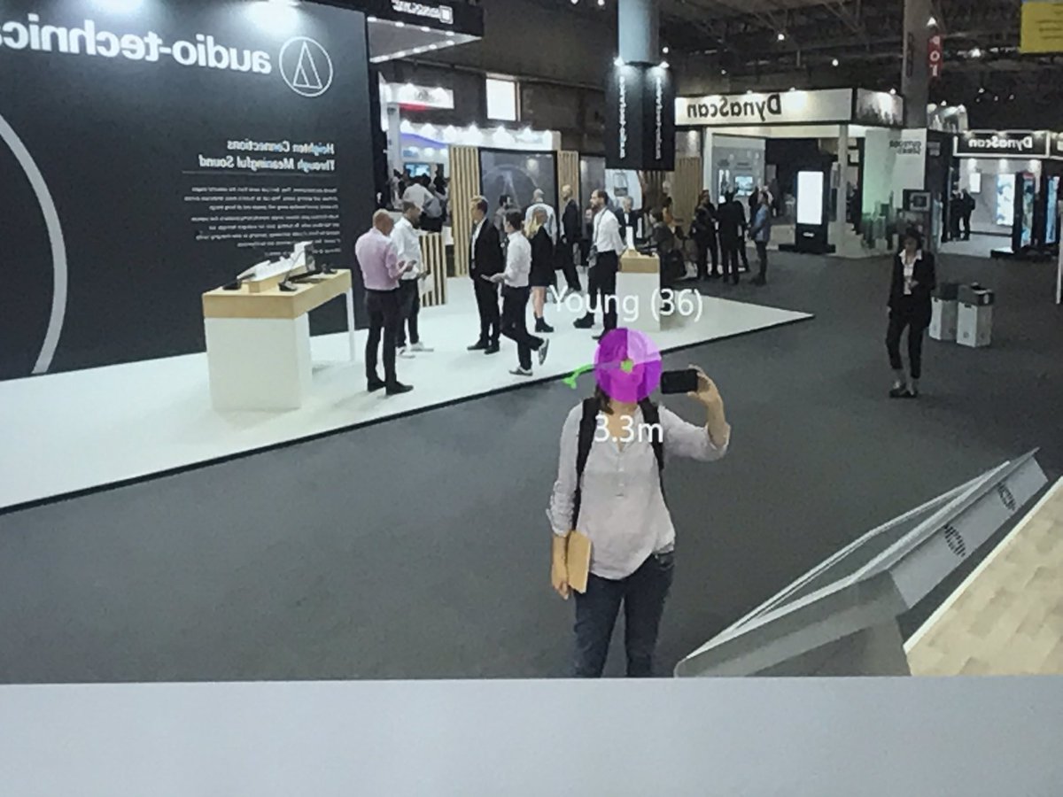 lizedeclercq's tweet photo. Hooray! I was captured as “young” by a #facerecognition camera at #ISE2022 today! 

So you are warned: shops equipped with these cameras and #AI  will soon get tailored advertisements popping up while you are shopping. In my case tailored to a 36 year old haha https://t.co/CRJMhpjnyx