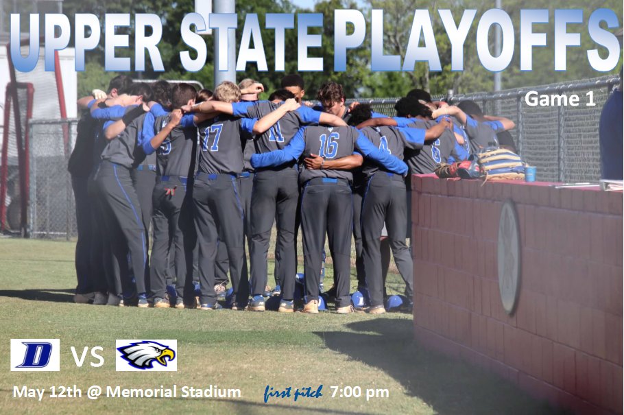 DreherBaseball's tweet photo. Upper State Playoffs start tonight! Your Blue Devils take on Eastside! Show up, Get Loud &amp; Pull for these awesome young men! They’ve earned it! 
Let's Go Blue devils! #WinTheNext 
@DreherHigh @dreherbooster @DreherHigh https://t.co/Go3L1GnELJ