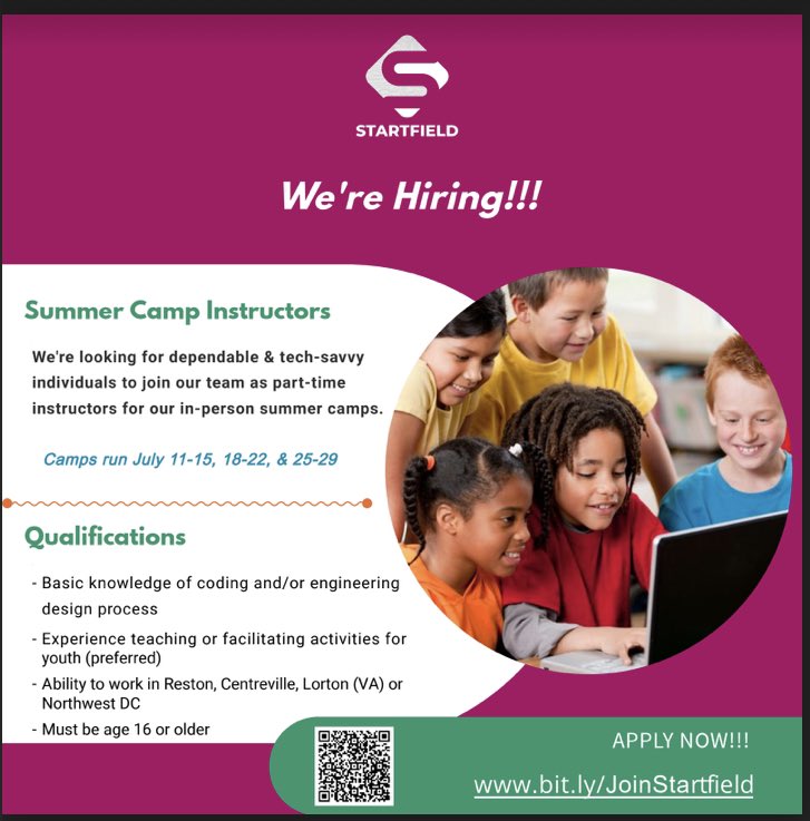 wphsccc's tweet photo. 🚨Job Alert 🚨 Summer Camp Part-Time Instructor Opportunity for high school student with basic knowledge of coding and/or engineering design processes. Must be 16+ years old, experience teaching youth activities &amp; dependable. See flyer for details. @WPHSSS @theWPboard https://t.co/dXwSqL4jn7