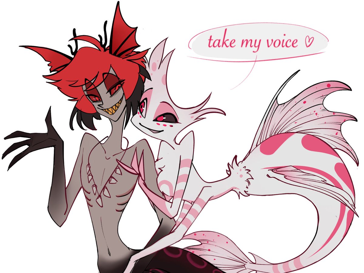 DUSTzm's tweet photo. 太喜欢这个人鱼的设定😇……擅自画了……
#radiodust #HazbinHotel #angeldust #Alastor https://t.co/O5MUDQTalD