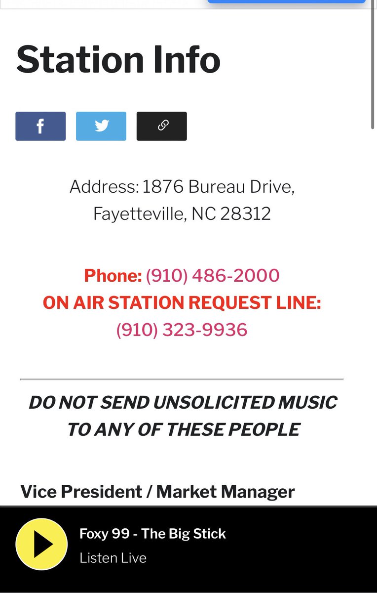 This is the request line for Foxy 99 in Fayetteville, NC. They just played #DWHAP at 3:14PM and #BlickBlick at 3:33PM .