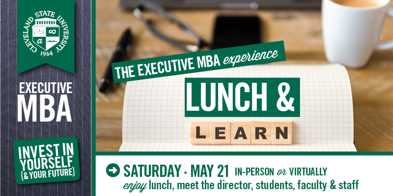 CSU_ExecMBA's tweet photo. Alum please share: #SpotlightSaturday – next Sat., May 21: @CSU_Biz #Executive #MBA Lunch &amp; Learn. Meet faculty, staff and learn more; in-person or join virtually. RSVP: https://t.co/PfWSISacVf https://t.co/qQJ7q1RH51