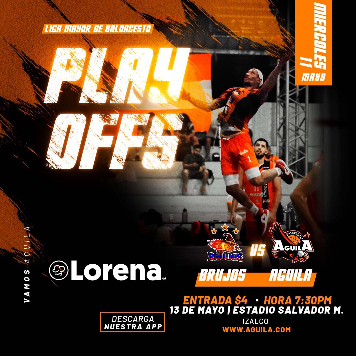 VAMOS A IZALCO🏀

ADM Brujos de Izalco 🆚Águila 
🗓: Viernes 13 de Mayo.
🏟: Estadio Salvador Mariona 
⌚️: 7:30pm
🏷: $4.00

NO TE LO PUEDES PERDER !!!— VAMOS ÁGUILA  🦅 

Saludamos a nuestro patrocinador que hace posible el equipo Lorena - Pastelería y Panadería

#SomosAguilaBKB