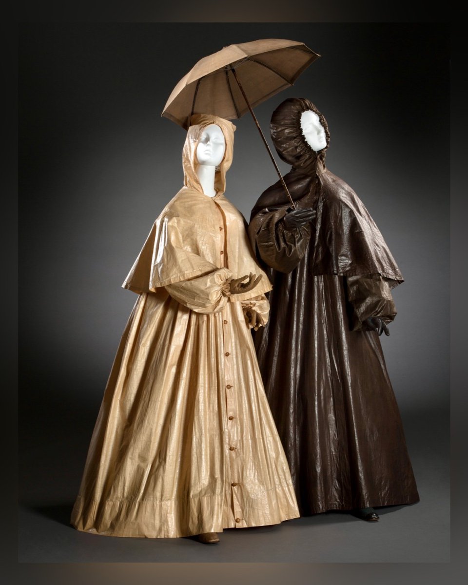 Me: “April showers bring May flowers!”
My friend: “It’s already May.”
Me: “Oh. In that case, we better stop looking up, and start looking down for those flowers...”

Rain Mantles, 1860s, from #sportingfashion #outdoorgirls 

#fidmmuseum #fashionhistory #fashionliveshere