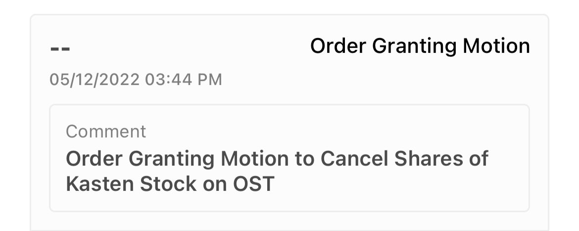 $KAST official share cancellation. Discharge date expedited and merger ready to go.