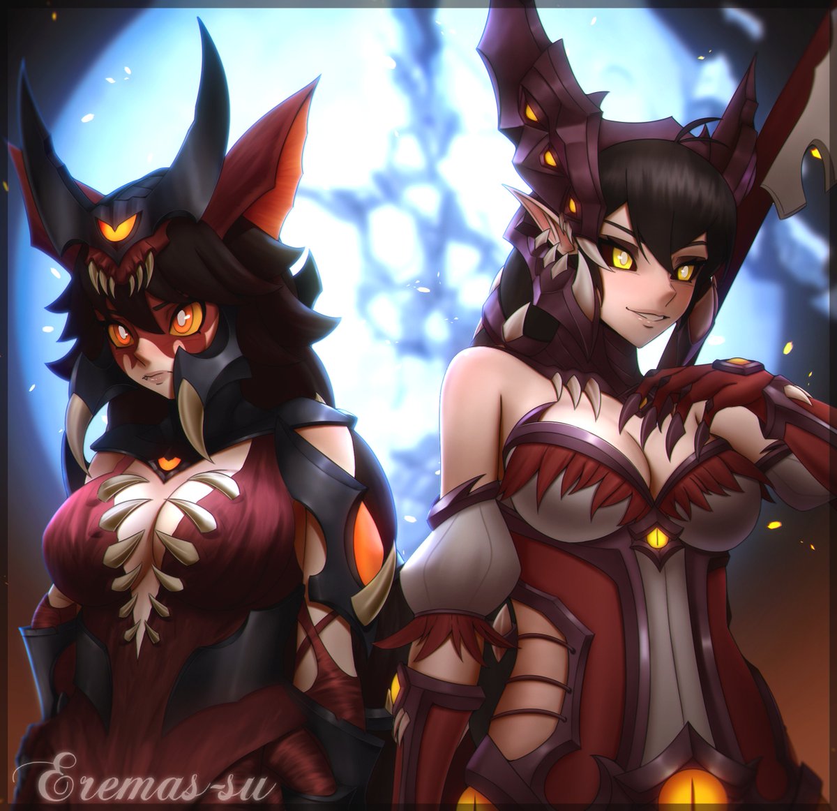 Eremassu's tweet photo. Corrupted Io &amp; Corrupted Vora * ¯\_(ツ)_/¯ * - Paladins

...and then they became friends! :D

Happy Ending! *credits*

#Io #Vora #Paladinsart https://t.co/OuIRF7zypD