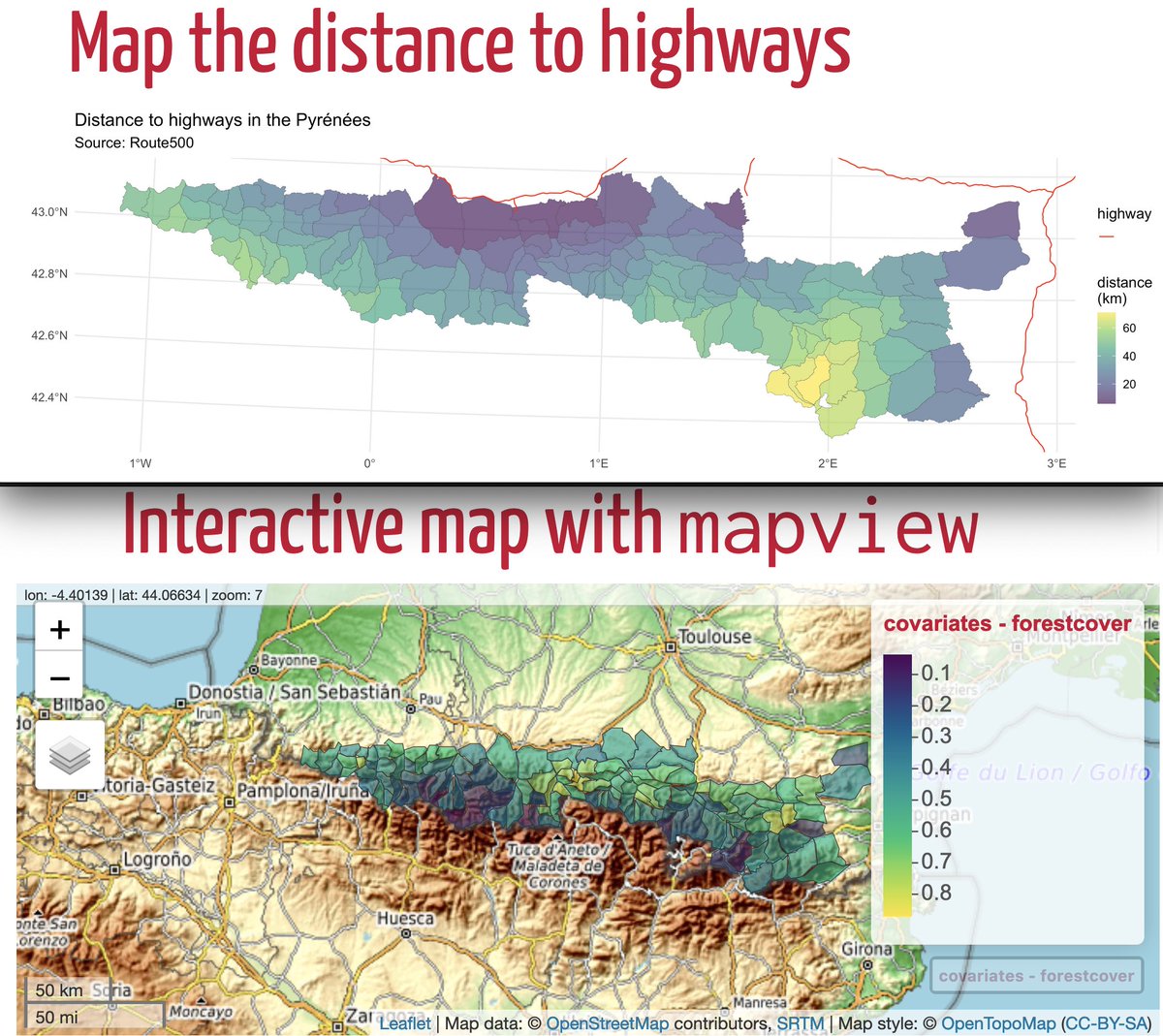 😇 I updated the slides of my introduction to #GIS and #mapping in #rstats using the #sf package and 🐻 🗺️ in the #pyrenees 🏔️ 

🧑‍🏫 Slides: oliviergimenez.github.io/intro_spatialR/
🧑‍💻 Code: github.com/oliviergimenez…

#rspatial #spatial #ggplot2 #tidyverse #dataviz