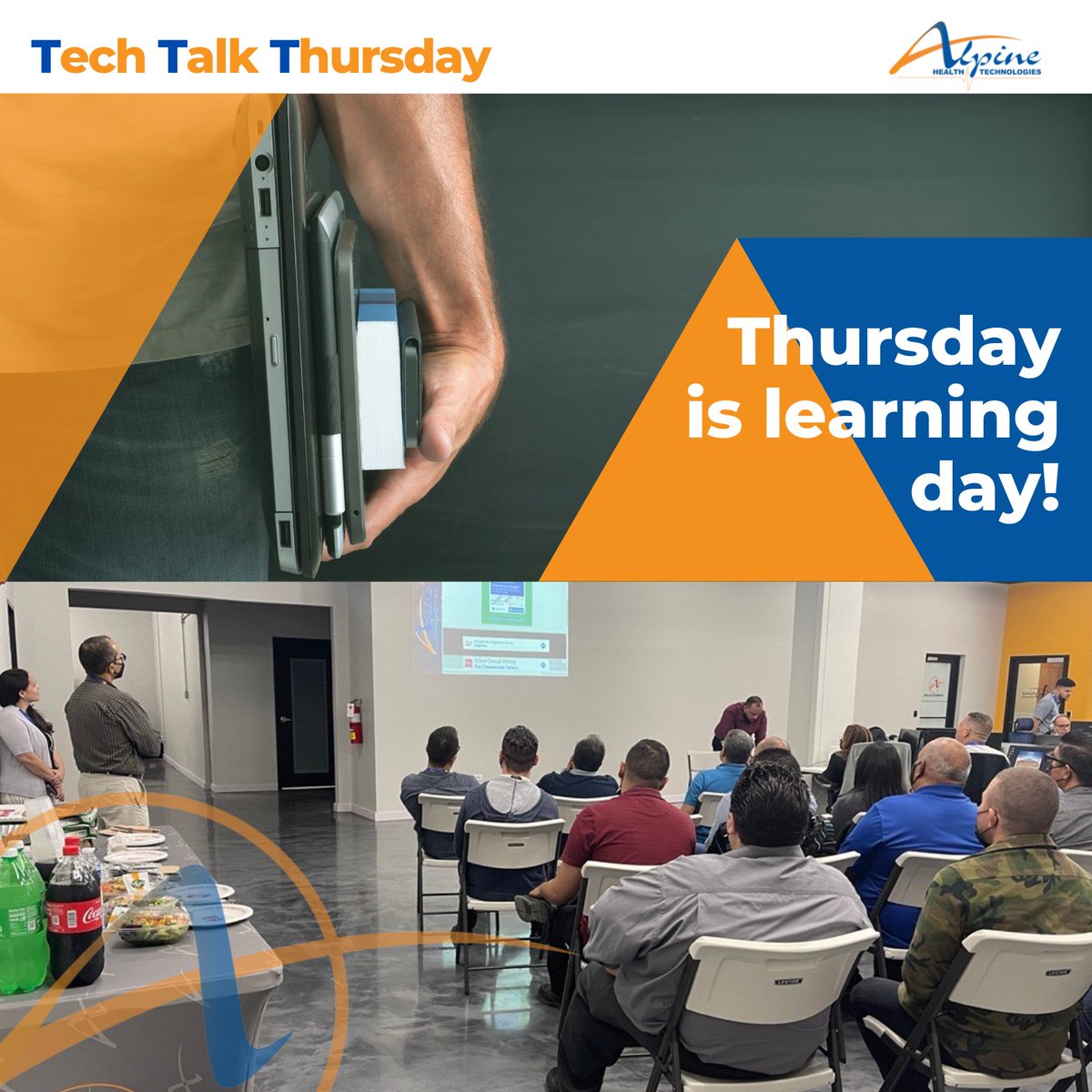alpineprtech's tweet photo. Today is Tech Talk Thursday or TTT!
Every Thursday is learning Thursday at Alpine!
An initiative from our Education Technology Department to keep our staff educated and informed about #technology of products, services, and applications in development!
This is #TheAlpineWay! https://t.co/ombxm9uMWF