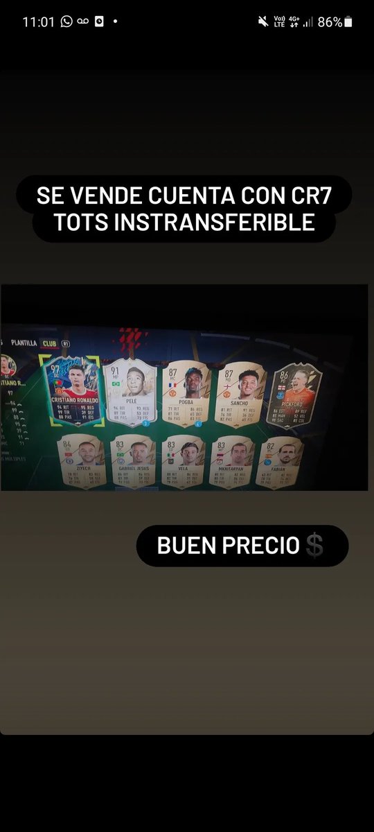 Se vende cuenta con CR7 tots intransferible