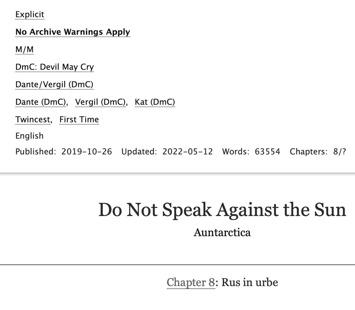 A little hit of reboot for those with the habit. I'm shifting to series of vignettes for the next section to augment and advance the narrative, which means they should come quicker. But they are shorter. ¯\_(ツ)_/¯ 

#dmcreboot #vergilxdante #revergil #redante #DmCD #mDmV #mVmD