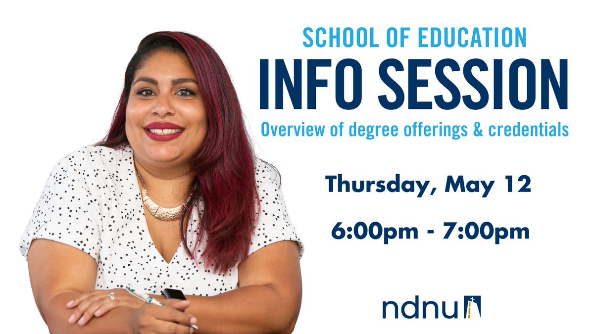 NotreDameCA's tweet image. Happening tonight, May 12 from 6:00pm-7:00pm! Ready to advance your education? RSVP: ndnu.edu/events 😎 
#ndnu #education #teachingcredentials #mastersprogram #mastersdegree #masters #sanfranciscobayarea #sfbayarea #siliconvalley #sanjose