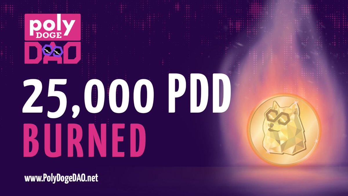 PolyDoge's tweet photo. PolyDoge 🐶🚀 Fam! 

As we weather this storm, just know the https://t.co/Y55ywFFP8X #tombfork will continue to work on ways to move forward🦾

We just burnt 25k PDD 🔥🔥🔥

Thank you for being a part of our Fam and stay tuned 📻

✅Proof: https://t.co/Pi2jNj0Rxv

#Polygon #DeFi https://t.co/gV1Itu5Vt0