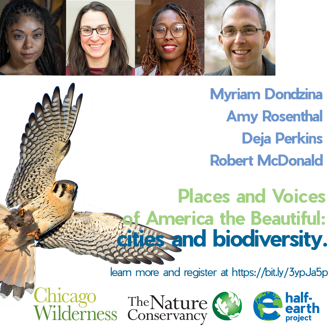 The Half-Earth Project® presents “Places and Voices of America the Beautiful: Cities and Biodiversity” featuring #ChicagoWilderness, #TheNatureConservancy on May 20th, 12 pm EDT. The discussion is free and open to the public with registration.
bit.ly/3ypJa5p