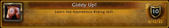 SkribblesGaming's tweet photo. Got bored and rolled a warrior on Tich. 
I just earned the [Giddy Up!] Achievement! #Warcraft https://t.co/ozgHwajTJv