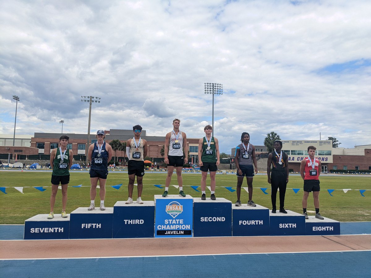 Congratulations to the  FHSAA 2A Boys Javelin winners, the Class 2A State Champion is Connor Wetherington Santa Fe