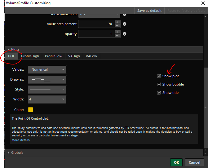 TechMatter5's tweet image. For anyone wondering, My support/res lines a little different. Using TOS "VolumeProfile", but instead of only using a single timeframe to the right. I also add ONLY the POC from the study to overlay the actual chart using different intervals thus automatically drawing the lines.