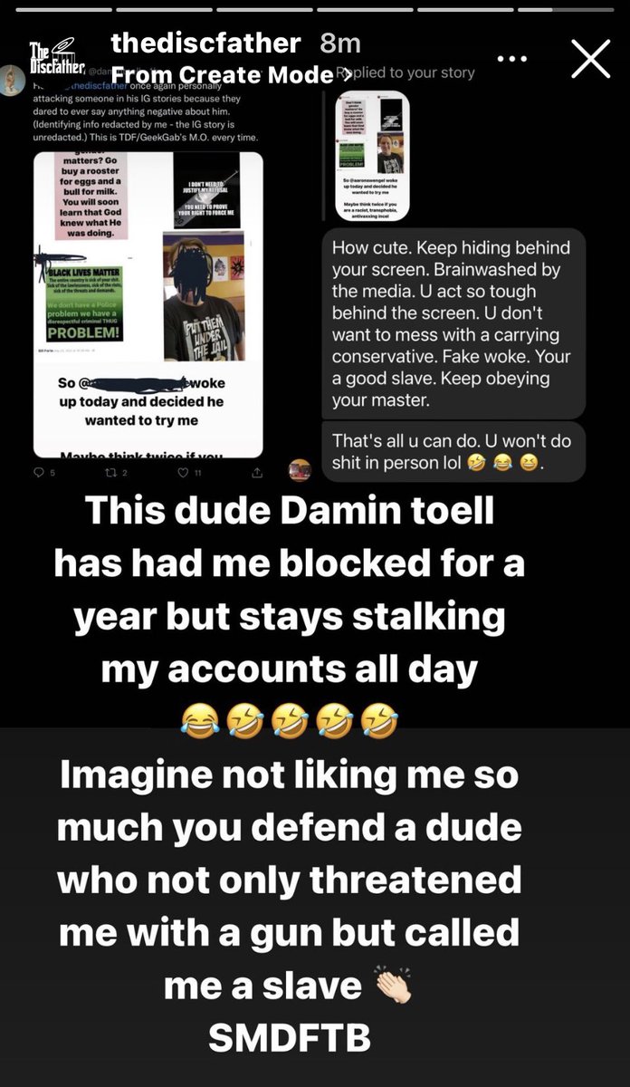 DiscTruther's tweet photo. YO! 

YOU SHARED PRIVATE IMAGES OF HIS UNDERAGE DAUGHTER ON YOUR SOCIAL MEDIA FOR REVENGE. 

AND HE’S SOMEHOW STALKING YOU????

THE DISCFATHER SEEMS DANGEROUS TO ME. 

#FilmTwitter #TheDiscfather #Geekgab #MentalHealthAwarenessWeek https://t.co/KSoV6kb82i