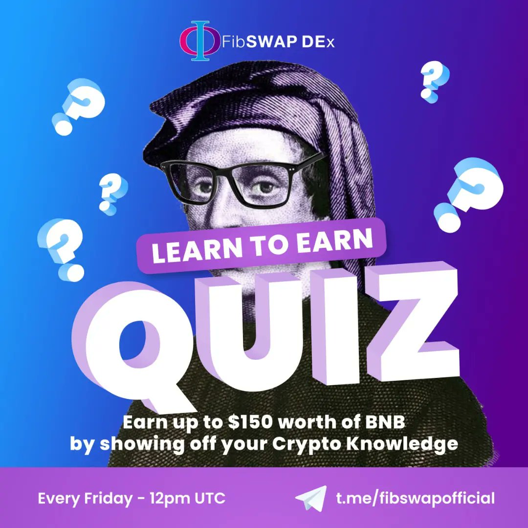 FibSwap's tweet photo. Get ready for another week of the #Fibswap learn to earn quiz at 12pm UTC 💪

Show off your crypto knowledge and tap into your brain power to #winbnb 🧠

Join 👉 https://t.co/gqckVckUdt to participate https://t.co/orONWBWvsI