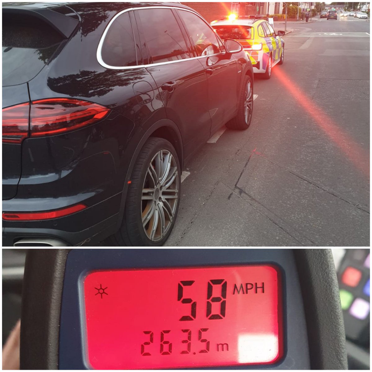 gmptraffic's tweet photo. XT64 has been conducting speed enforcement in Old Trafford today when he stopped this motorist doing 58mph in a 30mph zone. Driver also found to have a revoked driver licence so was reported for summons for both offences. #fatal5 #RPUwest #traffic https://t.co/Hx1x7gVl9k