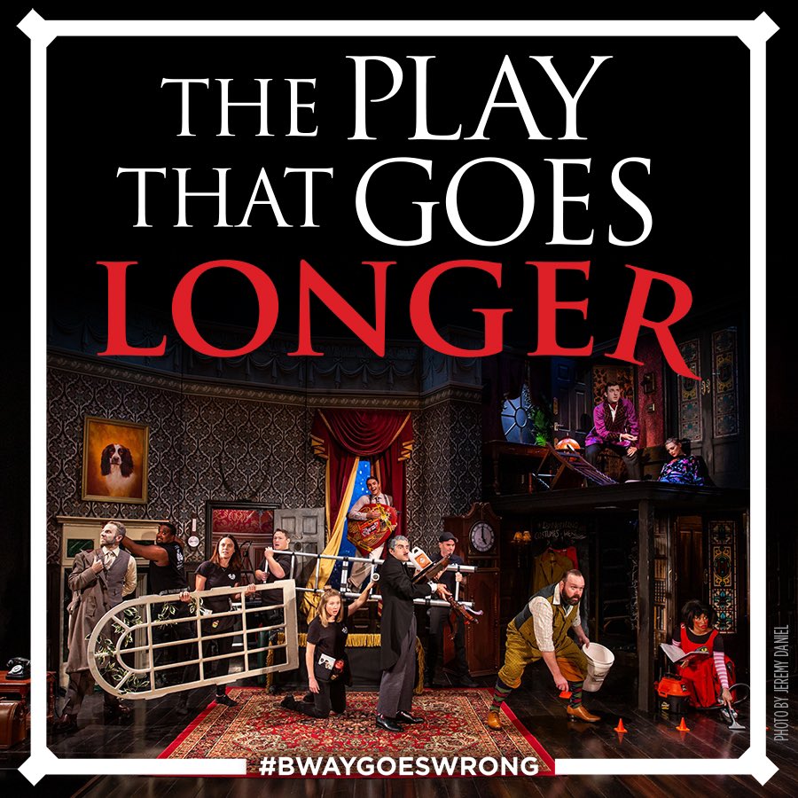 BwayGoesWrong's tweet photo. If you’re a fan of WRONG, then you’re in luck!! ✨ Tickets for #BwayGoesWrong are now available through January 1, 2023. #WrongerLonger https://t.co/bHwaTeTDMf