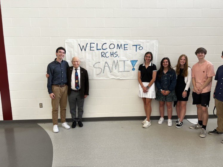 RCHSFMP's tweet photo. Thanks again to @Steigmannspeaks for sharing your message with our students and to @MaxPerr97222942 for bringing Sami to @RCHS_Jaguars https://t.co/UcY3qmzfAg