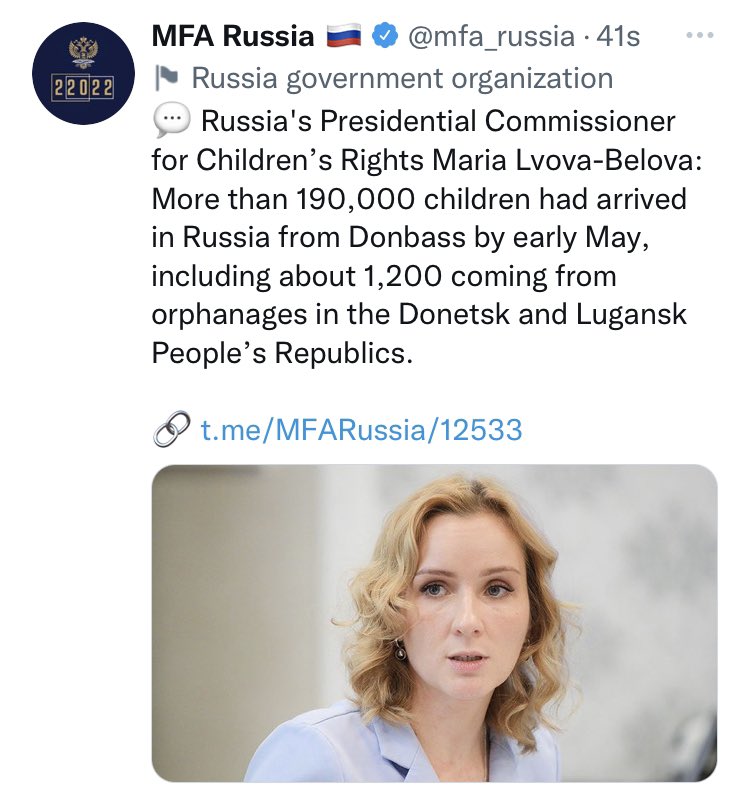 ⚡️ Russia announces it has kidnapped 190,000 Ukrainian children