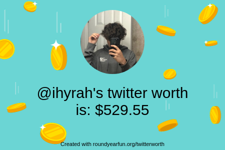 ihyrah's tweet photo. My Twitter worth is: $529.55

Find yours with https://t.co/jx1cGjJstq

⠀ https://t.co/a8JlK6JUjo