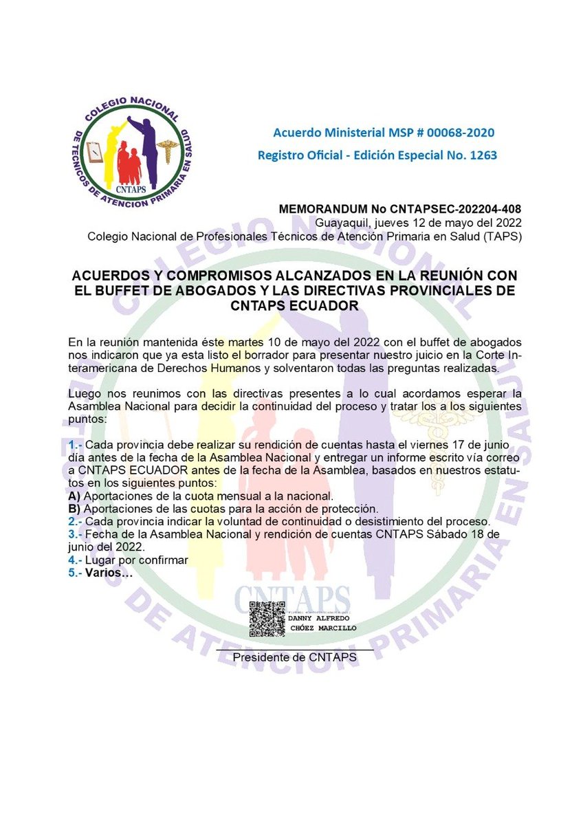 CNTAPSECUADOR's tweet photo. Comunicado para todos los agremiados de @CNTAPSECUADOR en continuidad al proceso legal y respuesta a solicitud de convocatoria a Asamblea Nacional. https://t.co/LTkBWiLhH3