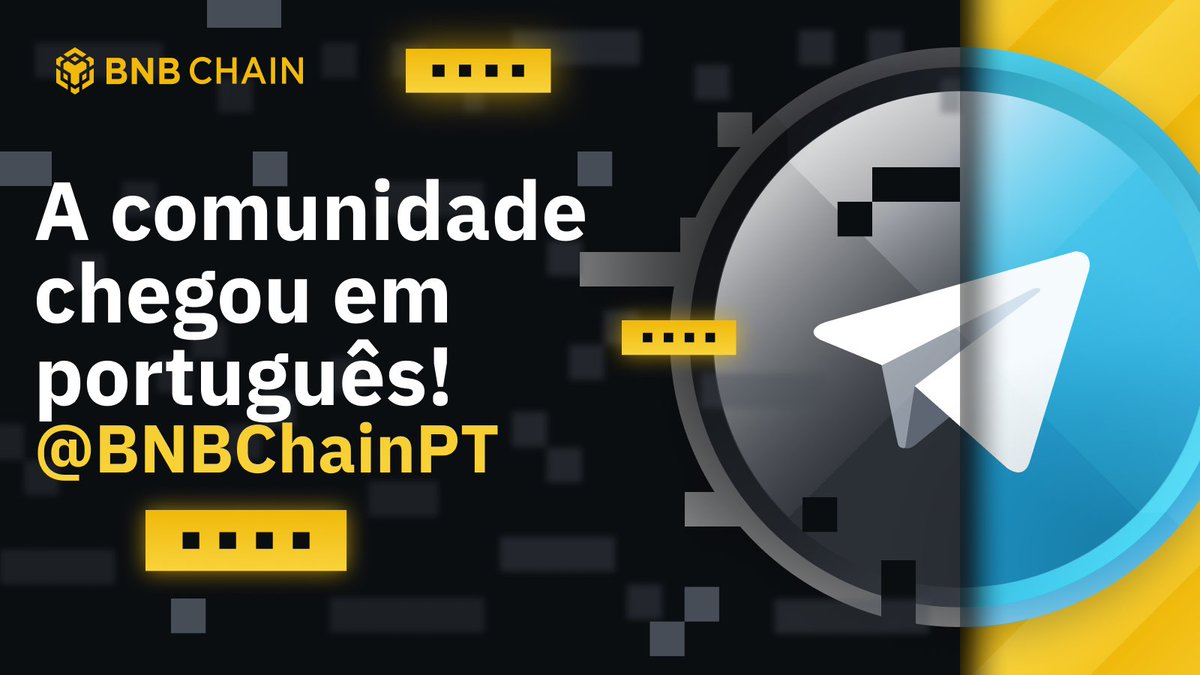 BNBCHAIN's tweet photo. Agora #BNB Chain também possui uma comunidade em língua portuguesa! 🥳 

Junte-se a nós em nossos eventos e atividades semanais 📲 https://t.co/pVkI0piCuy https://t.co/drCzXQUl7L