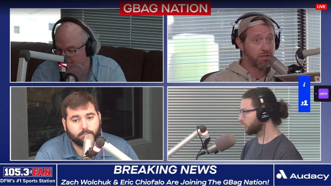 Welcome the two newest members of the <a href="/gbagnation/">GBAG Nation</a> - <a href="/ZachWolchuk/">Zach Wolchuk</a> &amp; @ChiofaloSports! 

WATCH: twitch.tv/dallasfancam