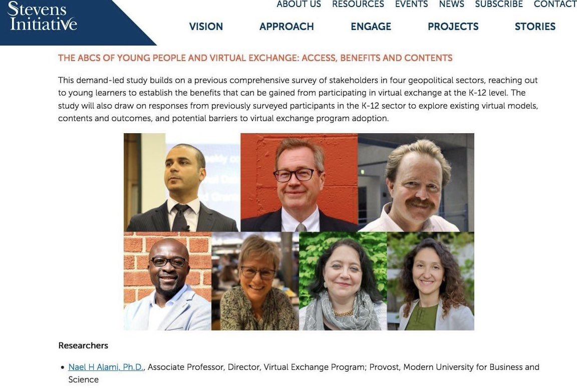 iamalami's tweet photo. Very proud to receive support of @StevensInit once again to launch a new research project led by @mubslebanon w a team of colleagues from across the world to better understand access, benefits &amp; content of VE initiatives for k-12 students 
https://t.co/cLOgIe2CEi @ResearchMUBS https://t.co/1I6uLOOT6W
