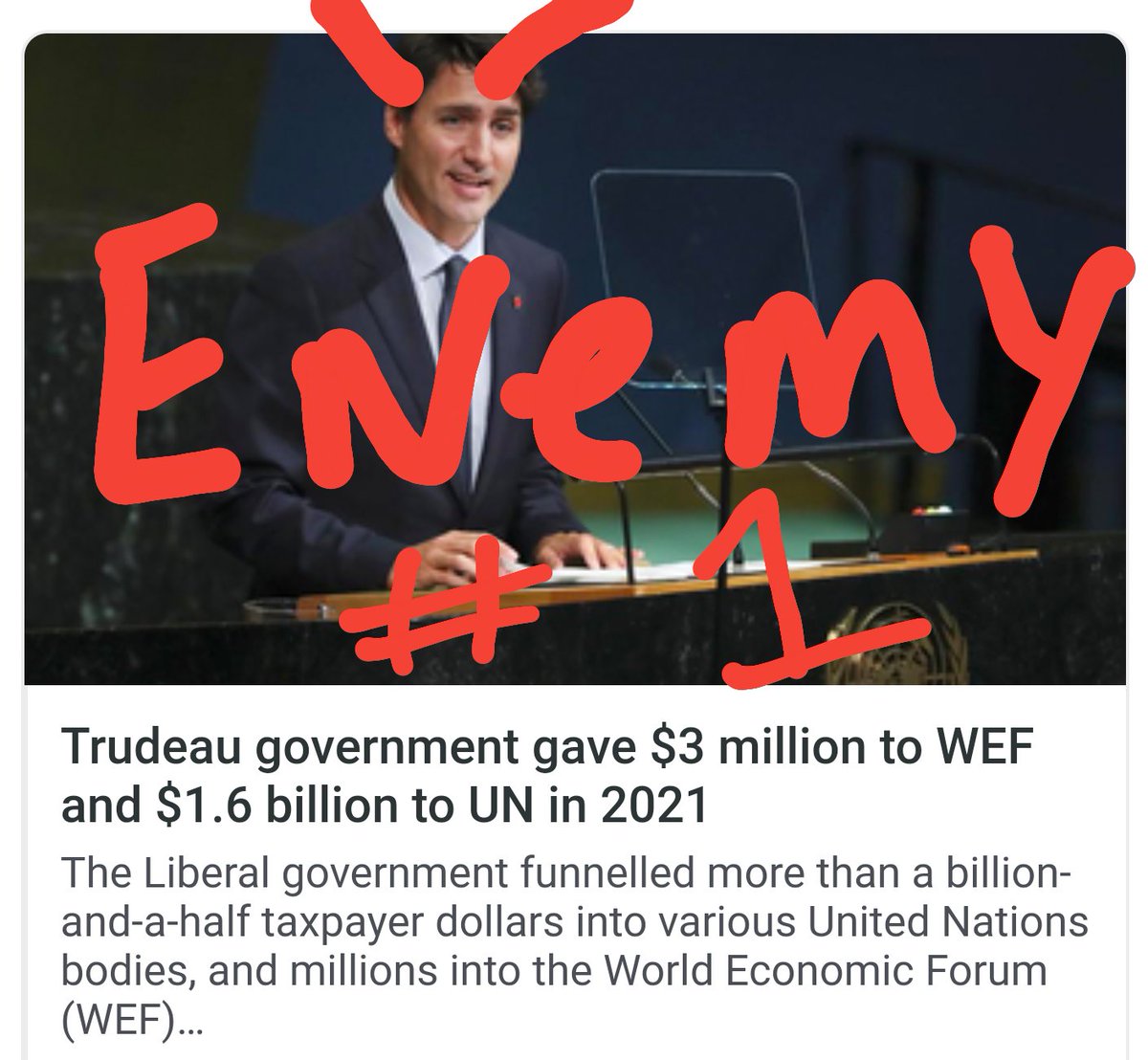 Pyrofilly's tweet image. Enemy #1 of Canadians! Never forget
#MoneyLaundering 
#DefundUN
#DefundWEF