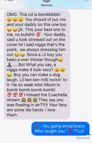 ComplexMusic's tweet photo. This text exchange between Kendrick and his mom after the release of 'Damn' > https://t.co/sE6BcLAxOJ