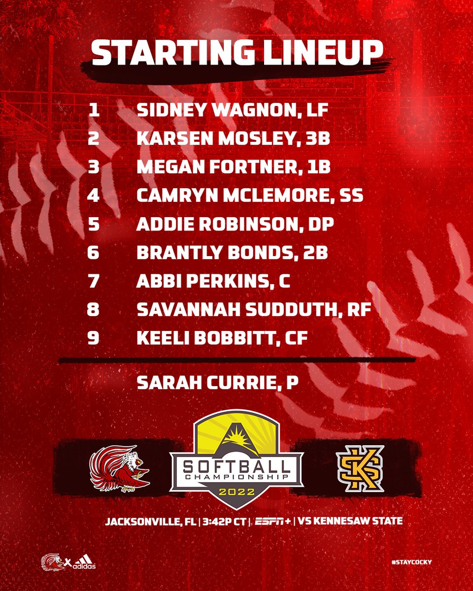JaxStateSB's tweet photo. 📝 Set for day 3⃣

Today's game against @KSUOwlsSB will start at 3:42 CT.

#Team34 / #StayCocky🐓 https://t.co/E7Rr8pL8TY