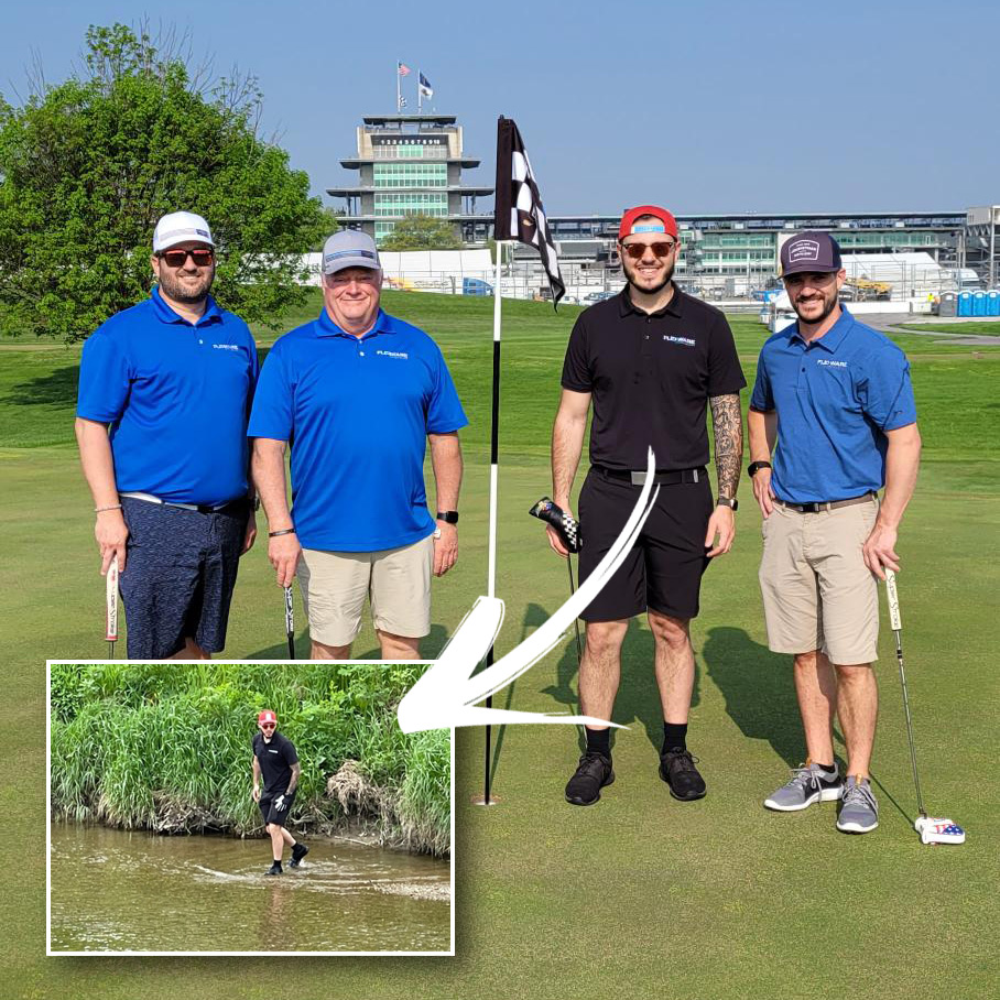 A team from <a href="/TeamFlexware/">Flexware Innovation</a> was happy to participate in a golf fundraiser for The Salvation Army Indiana Division. They were equally happy to get this picture of Nathaniel Scroggins searching for his ball in the creek!